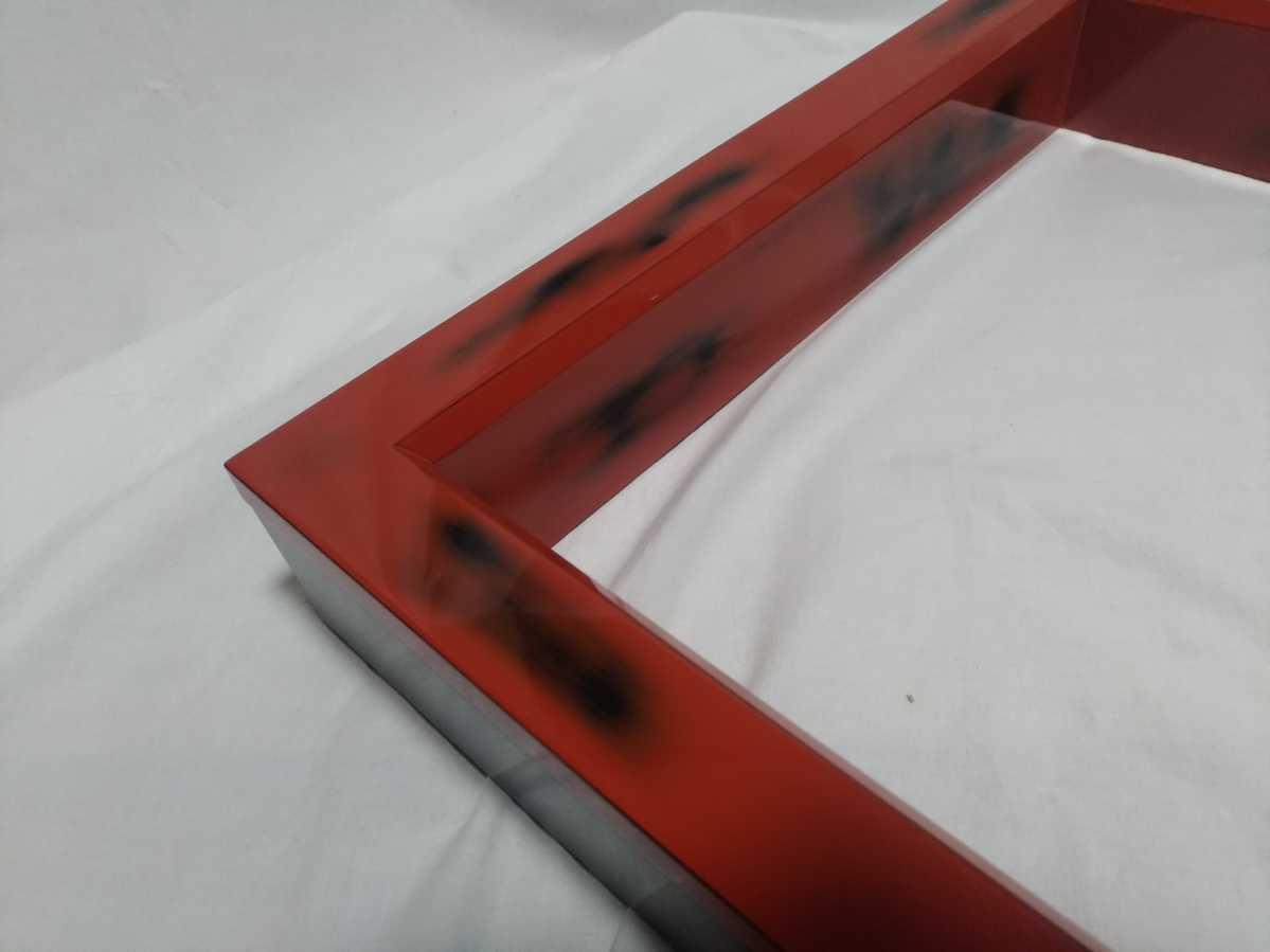 茶道具 輪島塗 塗師 信隆 根来研出　炉縁 　共箱 _2