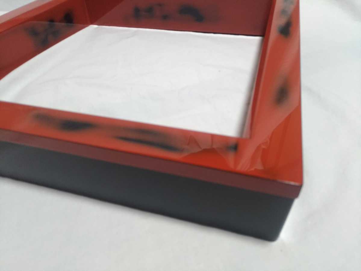 茶道具 輪島塗 塗師 信隆 根来研出　炉縁 　共箱 _3