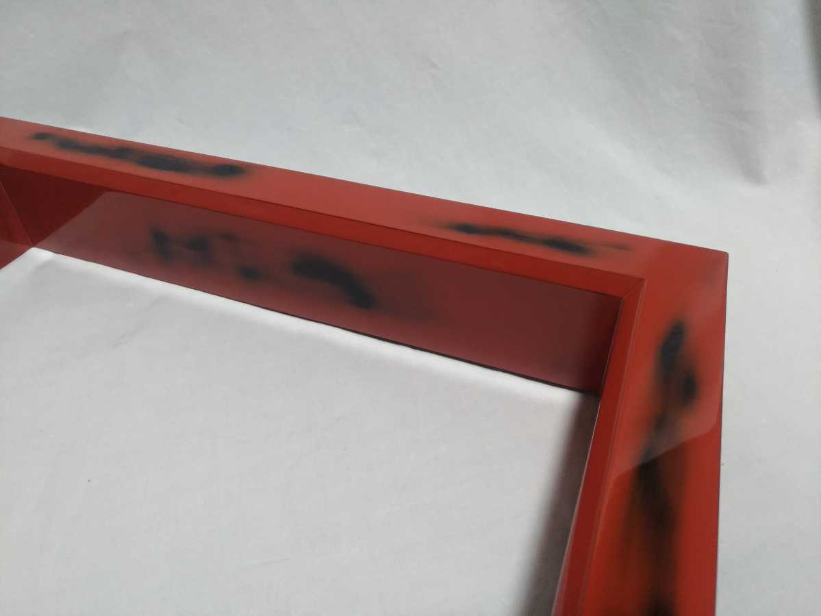 茶道具 輪島塗 塗師 信隆 根来研出　炉縁 　共箱 _4