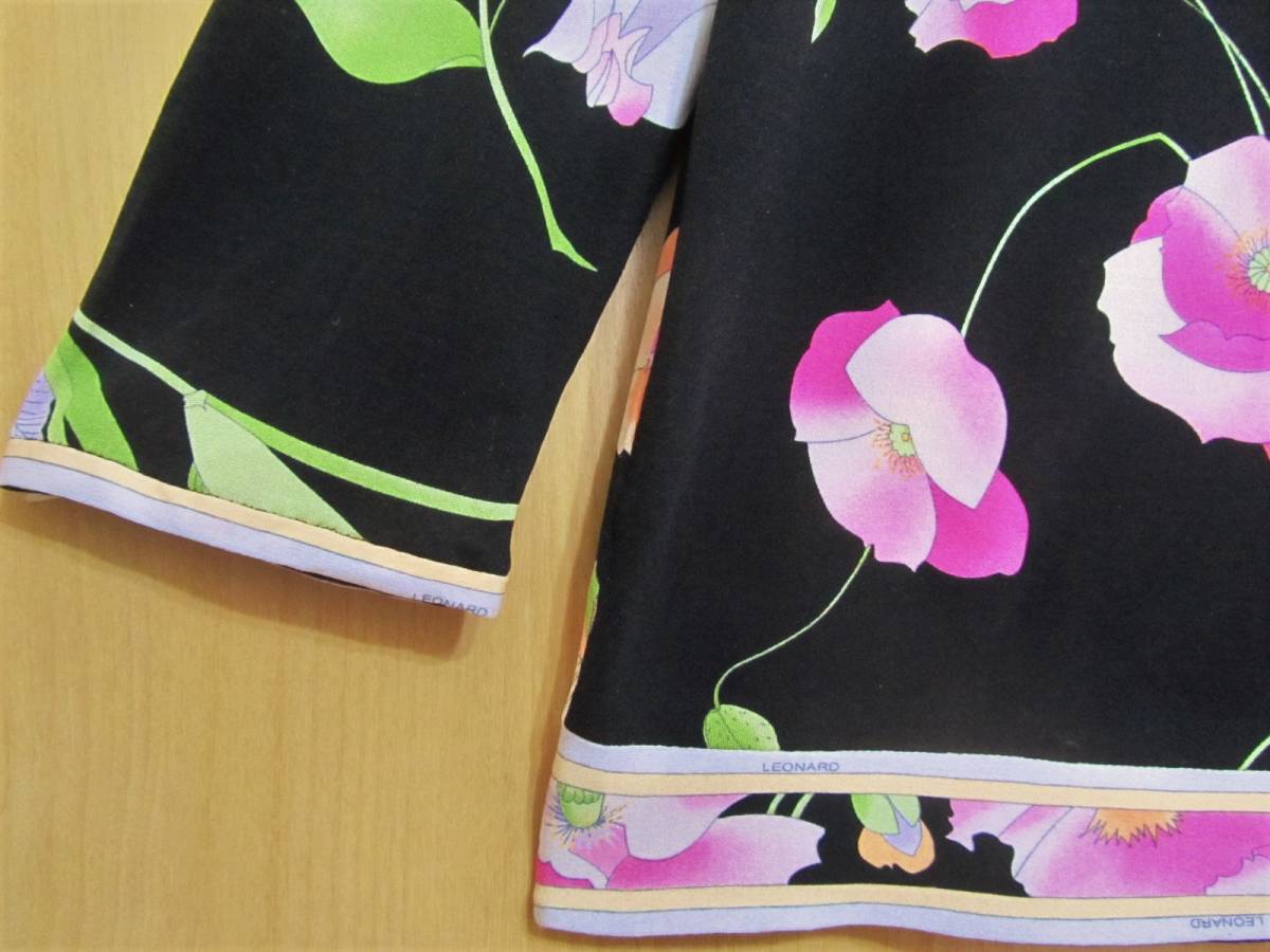 美品 LEONARD レオナール 七分袖 花柄 カットソー トップス 42サイズ