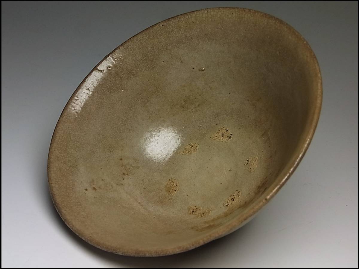 工芸品 LIG李朝時代前期 高麗井戸脇 平茶碗 箱付 仕覆