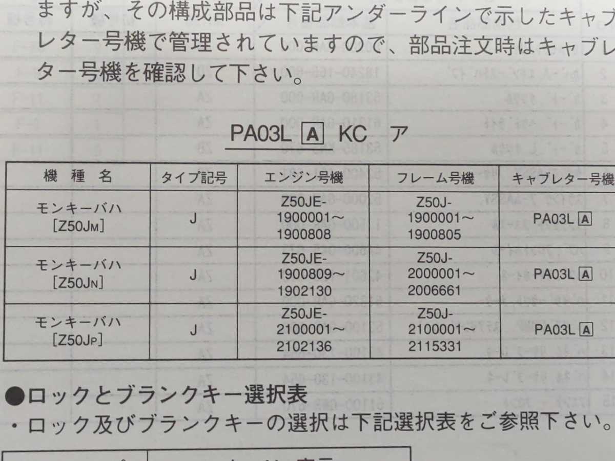 モンキーバハ パーツリスト＆サービスマニュアル（追補版のみ