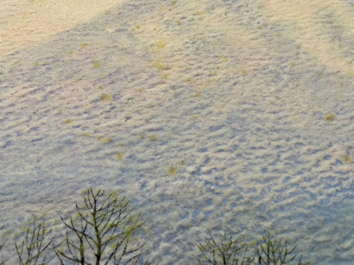 桝田隆一 早春富士 日本画 10号 額装 春 残雪 日本美術 岩絵具(自然