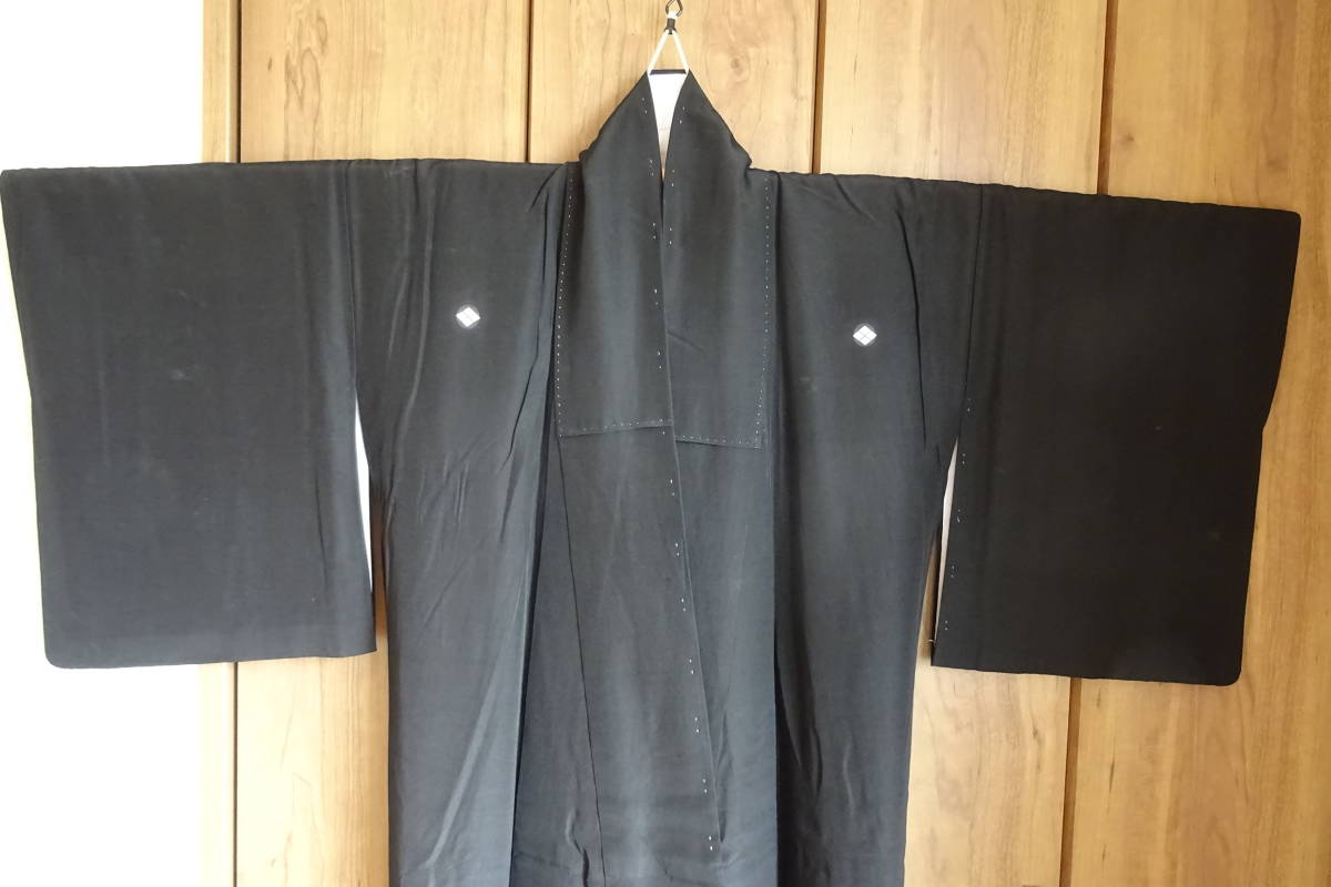 正絹 喪服 武田菱(四つ割菱)・長襦袢・帯・帯揚げ・帯締め5点セット 