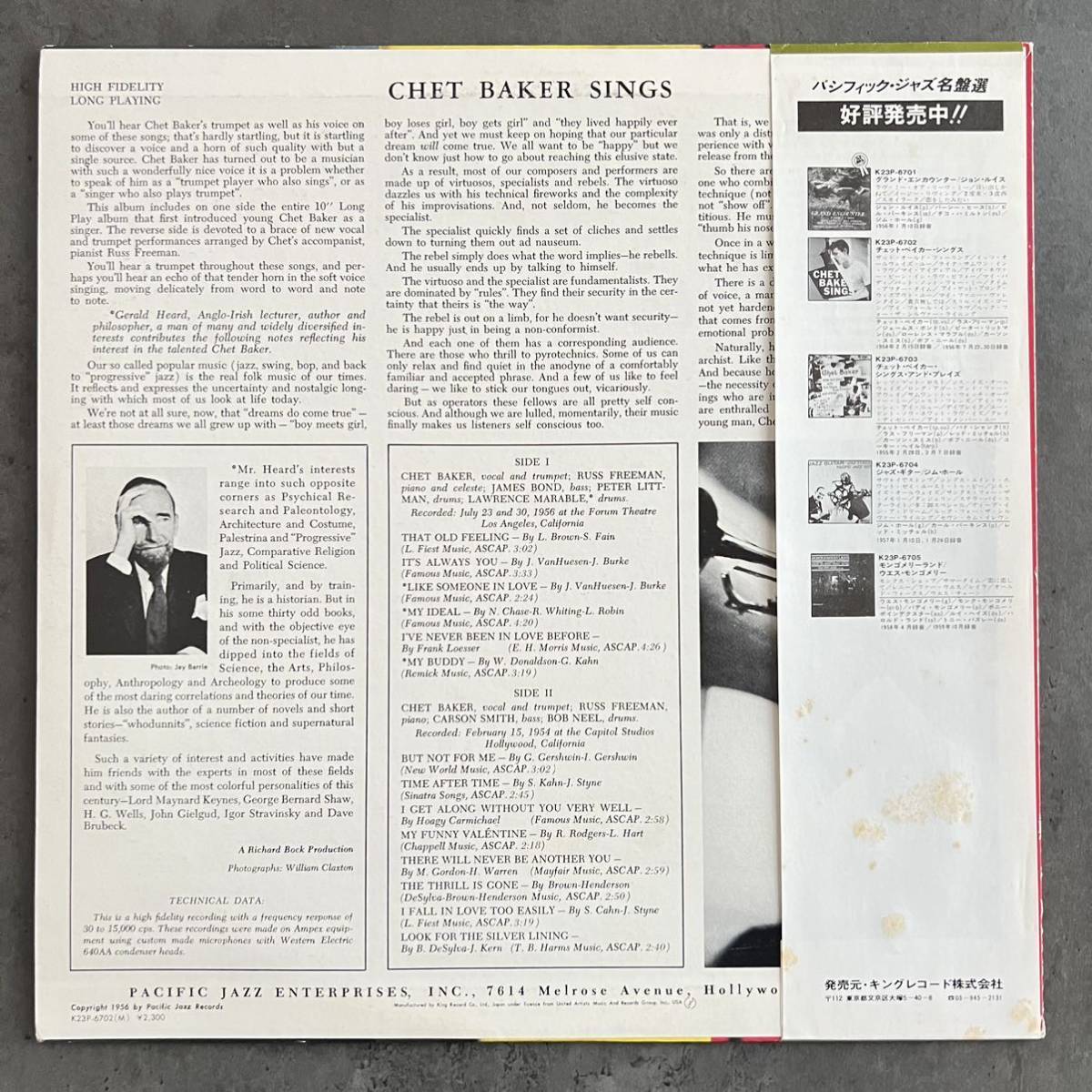 CHET BAKER Chet ⁄ Baker チェット・ベイカー Sings 帯付 SINGS