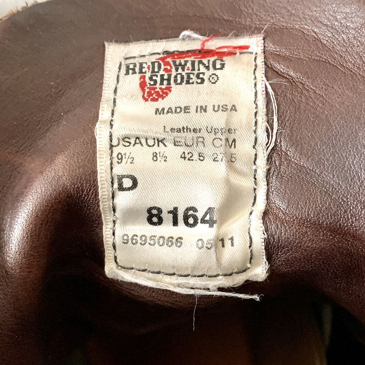 美品】RED WING 8164 9.5D 約27.5cm 2011年製 ジャワミュールスキナー 