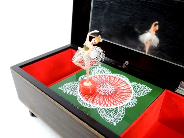 美品　昭和レトロ（希少）バレリーナ　オルゴール　小物入れ 　禁じられた遊び 昭和レトロ/踊るバレリーナ/オルゴール/動作品/白鳥の湖/小物入れ/宝石