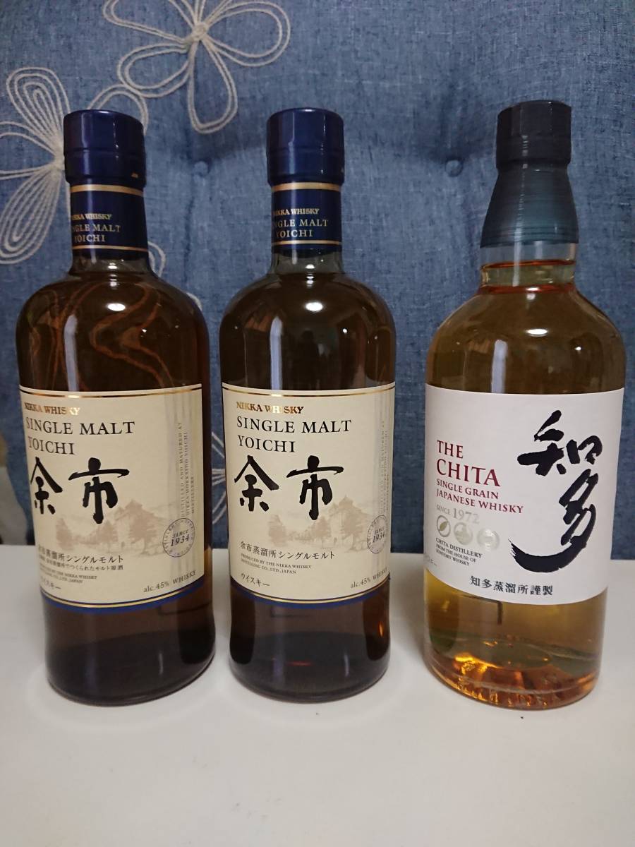 余市 シングルモルト2本・サントリー知多1本・計3本セット 700ml 
