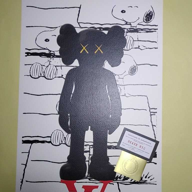 【驚きの破格値，定番】 DEATH NYC 世界限定100枚 アートポスター カウズ KAWS SNOOPY スヌーピー カウズファミリー 現代アート BLACK WHITE Banksy(シルクスクリーン)｜売買されたオークション情報、yahooの商品情報をアーカイ シルクスクリーン