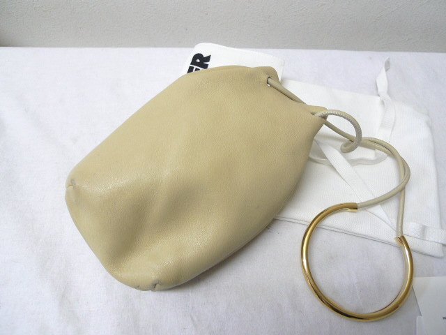 ◇JIL SANDER ジルサンダー レザー☆ブレスレット付き レザー 巾着 
