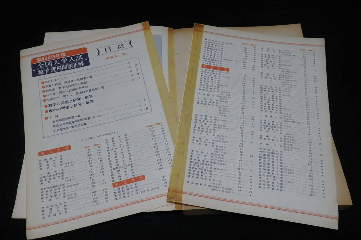 s3/ 全国大学入試問題正解 数学 - 昭和51年～55年 5冊セット ☆旺文社 