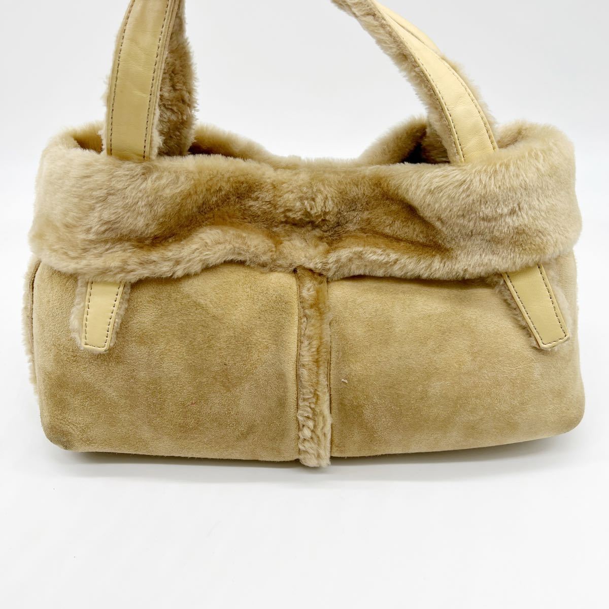 ロエベ LOEWE ハンドバッグ ムートンファー/レザー ベージュ/ブラウン  