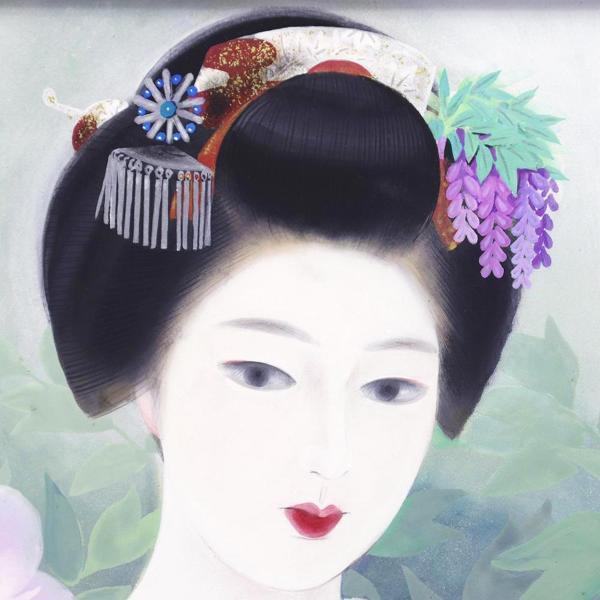 真作】【WISH】中尾淳「初夏」日本画 10号 金落款 金箔・銀箔仕様 共 