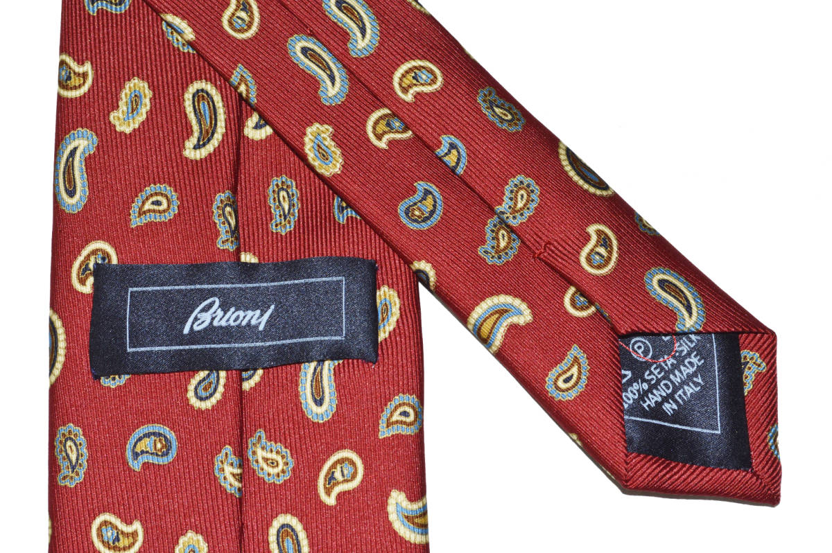 新品 ブリオーニ ネクタイ ペイズリー レッド系 タイ Brioni(男性用