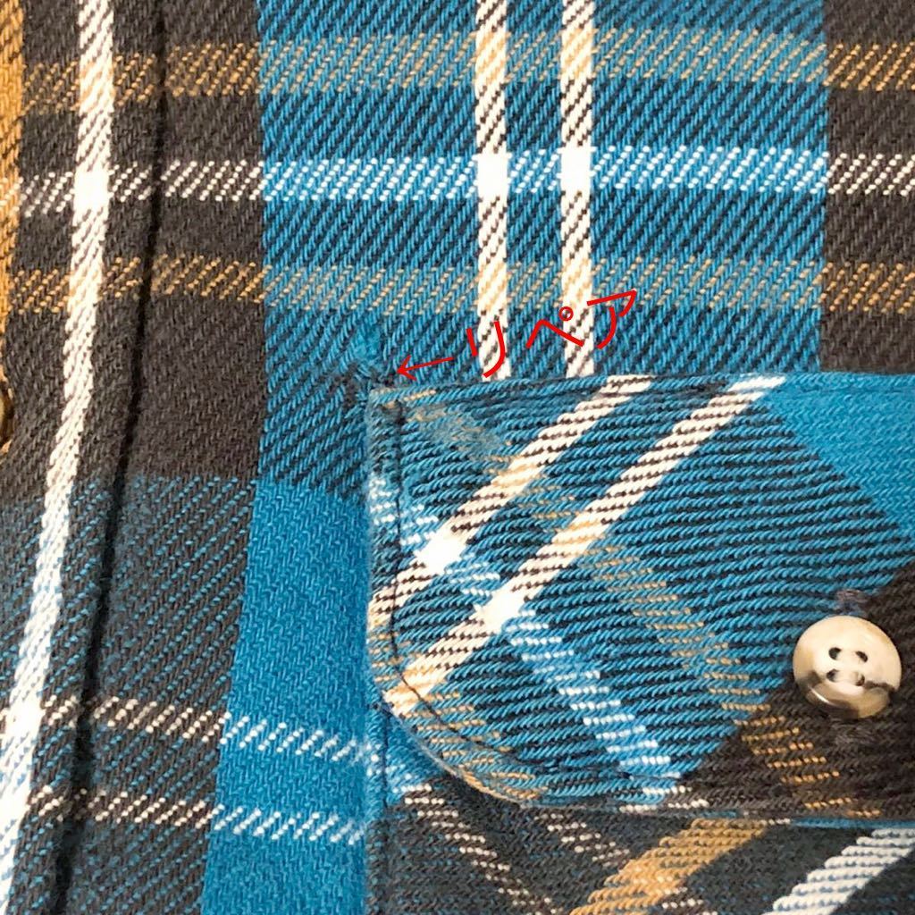 80s 90s FIVE BROTHER チェック ネルシャツ M ブルー USA製 80年代 90