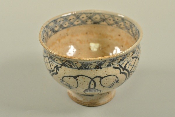 道XA168】江戸時代 古清水焼 安南写 染付茶碗 京焼 日本茶古陶 茶道具