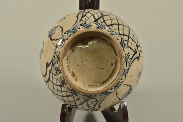 道XA168】江戸時代 古清水焼 安南写 染付茶碗 京焼 日本茶古陶 茶道具