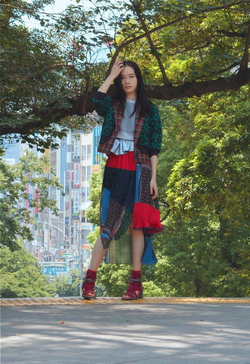 レア kolor カラー 20SS ネクタイ柄 アシンメトリー プリーツスカート  