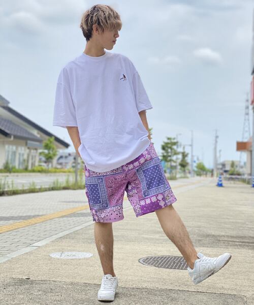 TE/MARK GONZALES (マークゴンザレス) 別注 バンダナ柄 スケート ショーツ 2G3-11624 パープル ショートパンツ Mサイズ