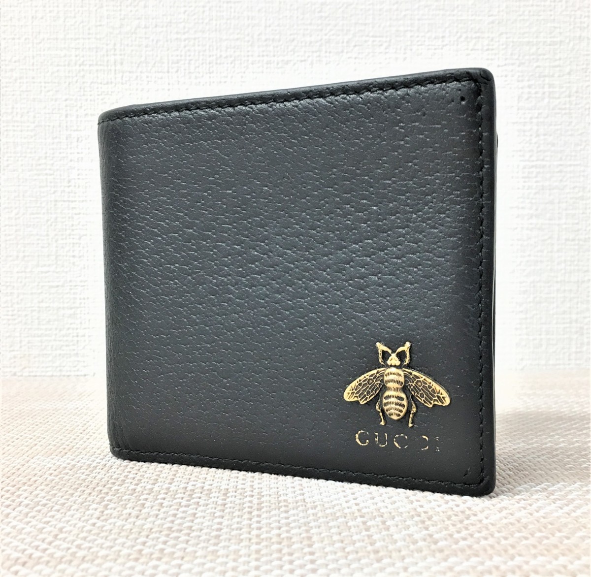 N3 27 鴨宮中里店 品 Gucci グッチ アニマリエ 二つ折り財布 ビー レザー ブラック メンズ 男性用財布 売買されたオークション情報 Yahooの商品情報をアーカイブ公開 オークファン Aucfan Com