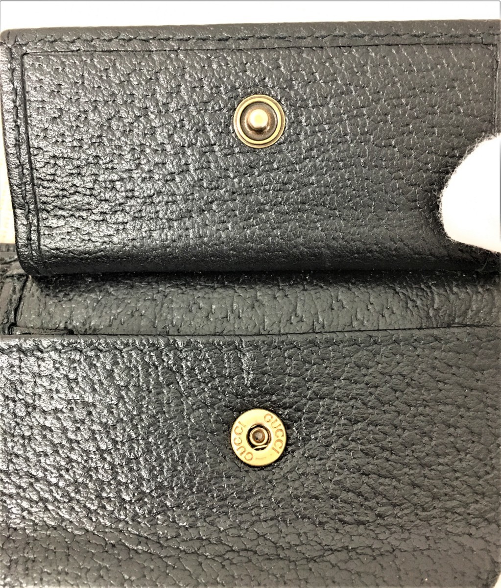 N3 27 鴨宮中里店 品 Gucci グッチ アニマリエ 二つ折り財布 ビー レザー ブラック メンズ 男性用財布 売買されたオークション情報 Yahooの商品情報をアーカイブ公開 オークファン Aucfan Com