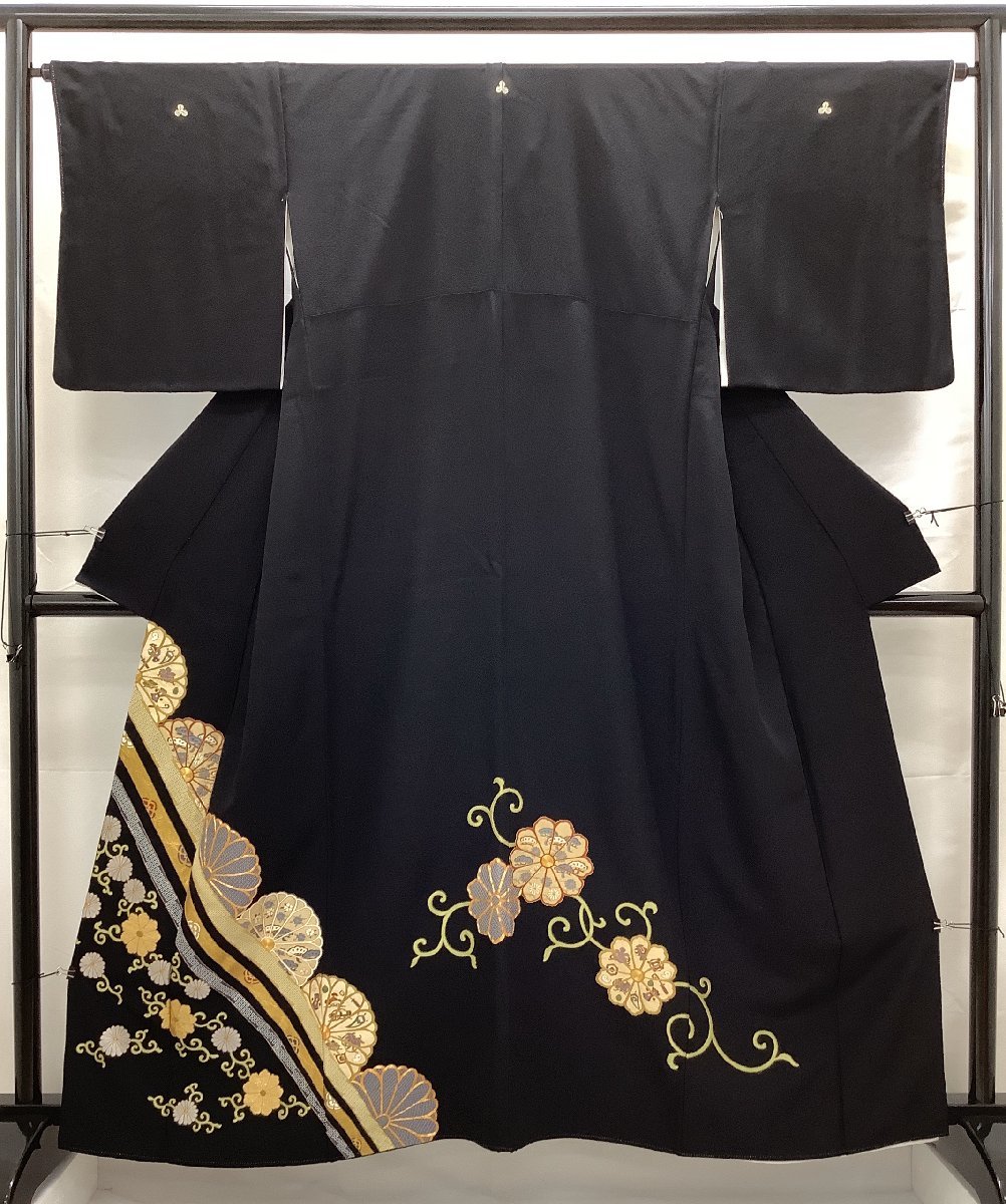 平和屋着物□豪華黒留袖 駒刺繍 鳳凰正倉院葛帯花文 金彩 逸品 ap738