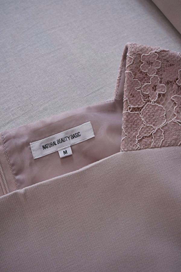 02 Natural Beauty Basic ナチュラルビューティーベーシック 膝丈 ロング ワンピース ドレス ピンク 総柄 レース 結婚式 Mサイズ 売買されたオークション情報 Yahooの商品情報をアーカイブ公開 オークファン Aucfan Com