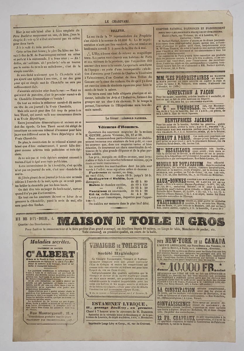 逸品！オノレ・ドーミエ 風刺画 19世紀 石版画 フランス 新聞 (石版画