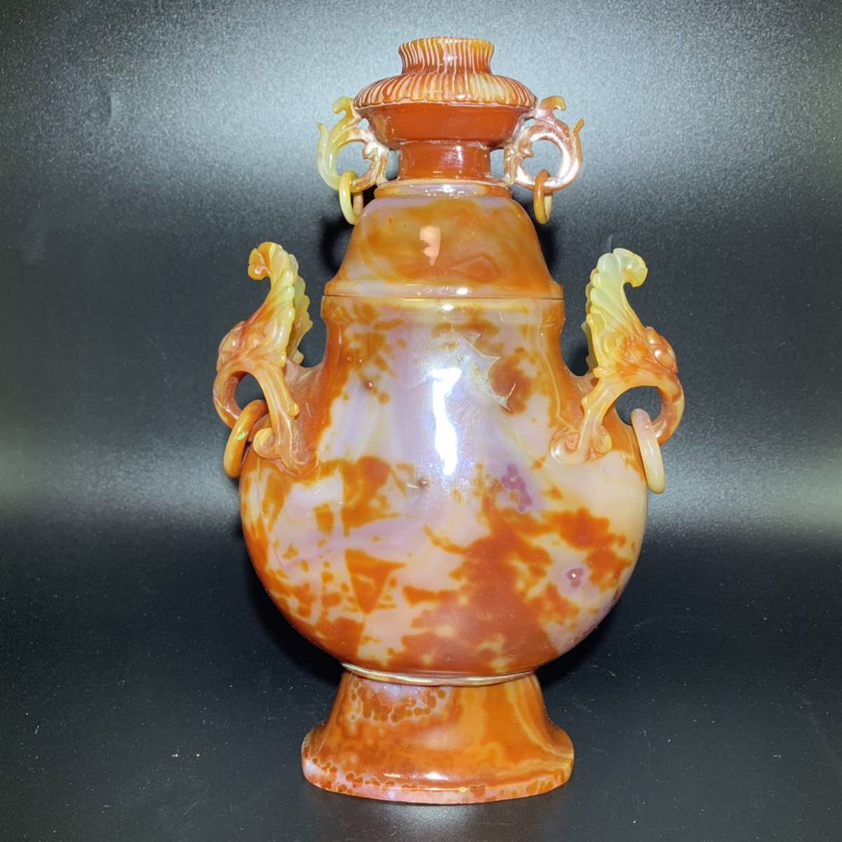 瑪瑙彫刻香炉 中国美術 中国 瑪瑙 香炉 細工 天然石 赤瑪瑙 彫刻 中国