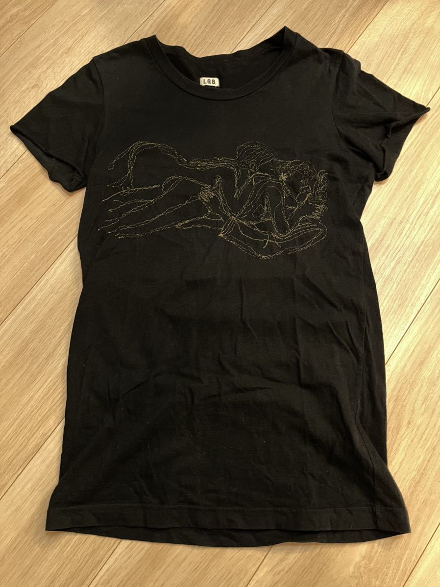 LGB Tシャツ 半袖 黒カットソー ブラック ifsixwasnine KMRii gunda サイズ1 S～M トップス