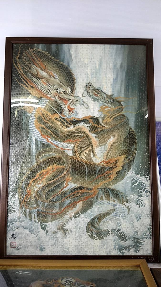 D61＞パズル完成品4点セット / ラッセン イルカ 龍 虎 富士 コスモス