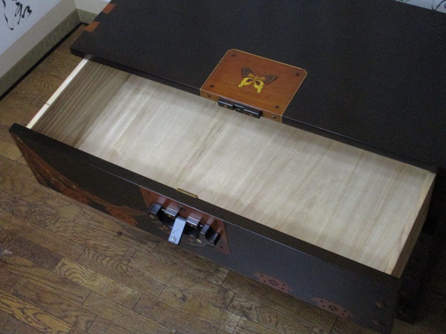 逸品 工芸品 寄木 象嵌細工 李朝 バンダジ風 3ドロアー チェスト/整理