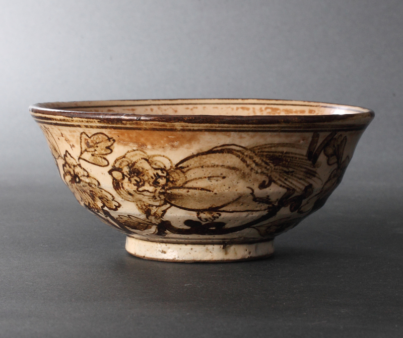 古物　骨董品　京焼　乾山　尾形乾山　茶道具　茶碗　工芸品 尾形乾山 錦絵獅子牡丹図茶碗（古美術 茶道具 茶碗）(茶碗)｜売買され
