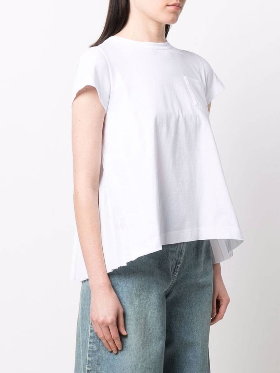 sacai バックプリーツ白Tシャツ - 半袖(Tシャツ)