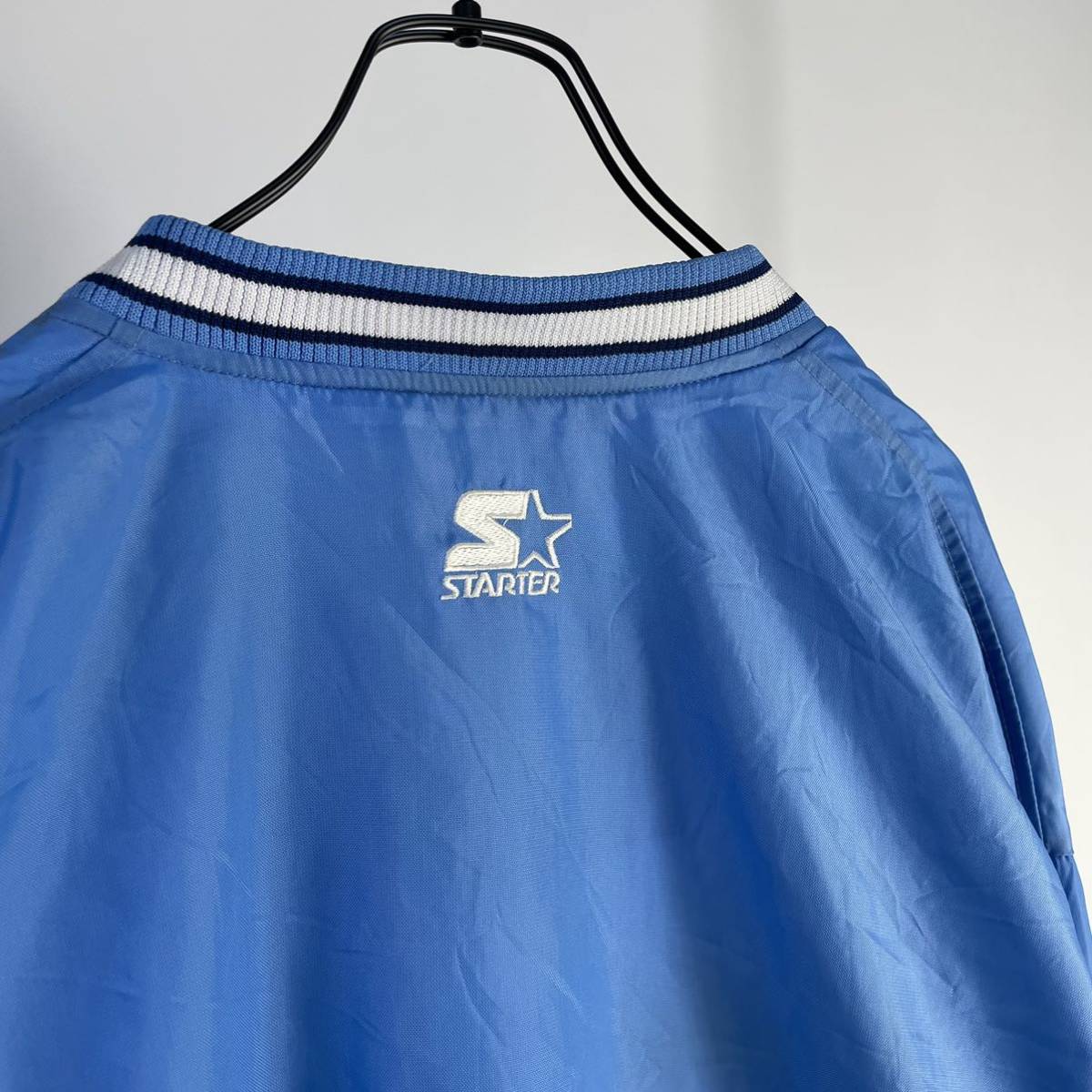 90s STARTER ナイロンジャケット プルオーバー ブルー 刺繍 袖刺繍 L