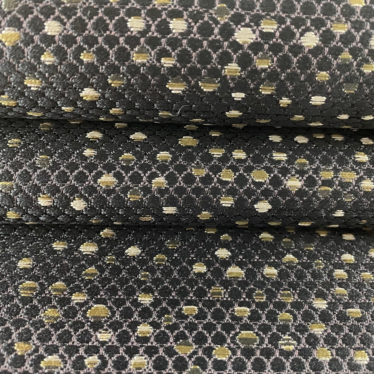 袋帯 美品 名品 ますいわ屋 幾何学模様 箔 黒 六通 正絹 【中古】