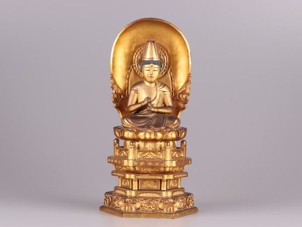 仏教美術 時代木彫 金彩 大日如来 仏像 時代物 極上品 初だし品 2723