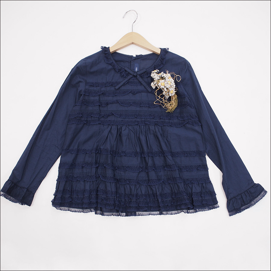 【新作入荷，格安】 ピンクハウス ネイビー 綿ローン レースフリル使い ブラウス/フリーサイズ/ /C27-253(長袖シャツ)｜売買されたオークション情報、yahooの商品情報をアーカイブ公開 - オークファン 女性用
