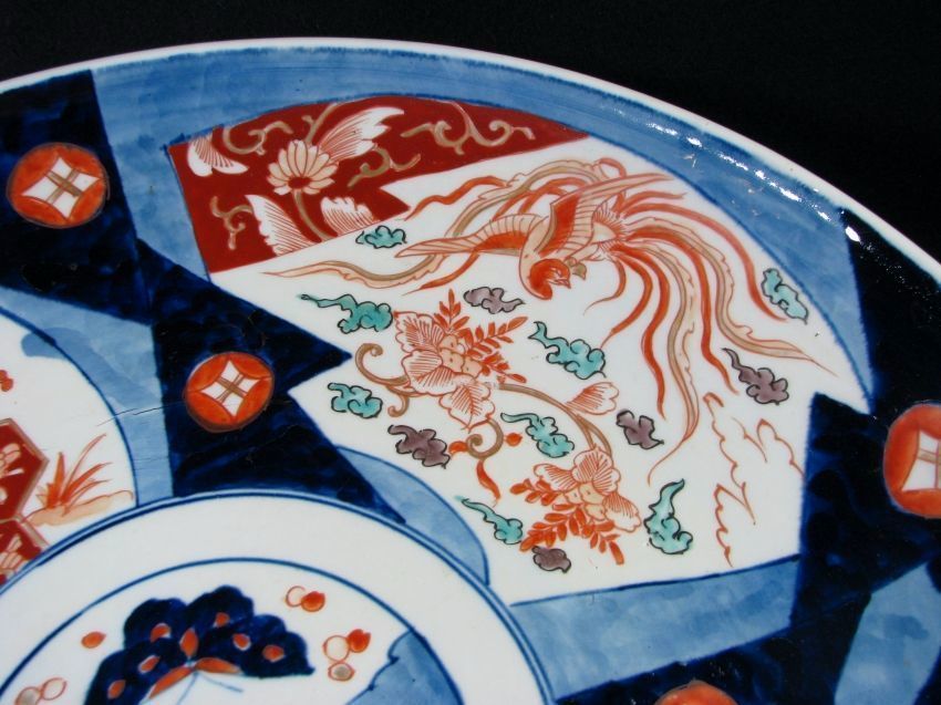 古伊万里 明治時代 | iichi 染錦 日々の暮らしを 鳳凰・花唐草文大皿
