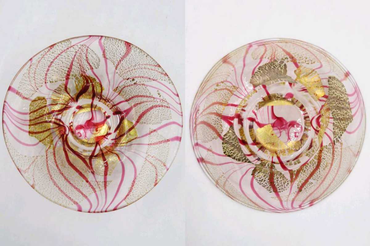 コレクション㉗ 硝子金箔抹茶茶碗 各務満作 ガラス工芸作家 カガミ