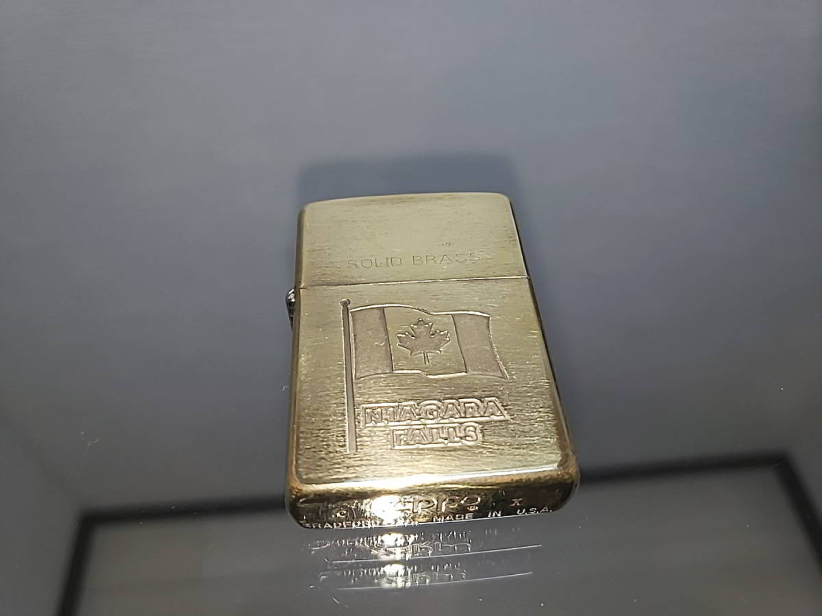 zippo ソリッドブラス カナダ国旗 CANADA ナイアガラの滝 1994年製 