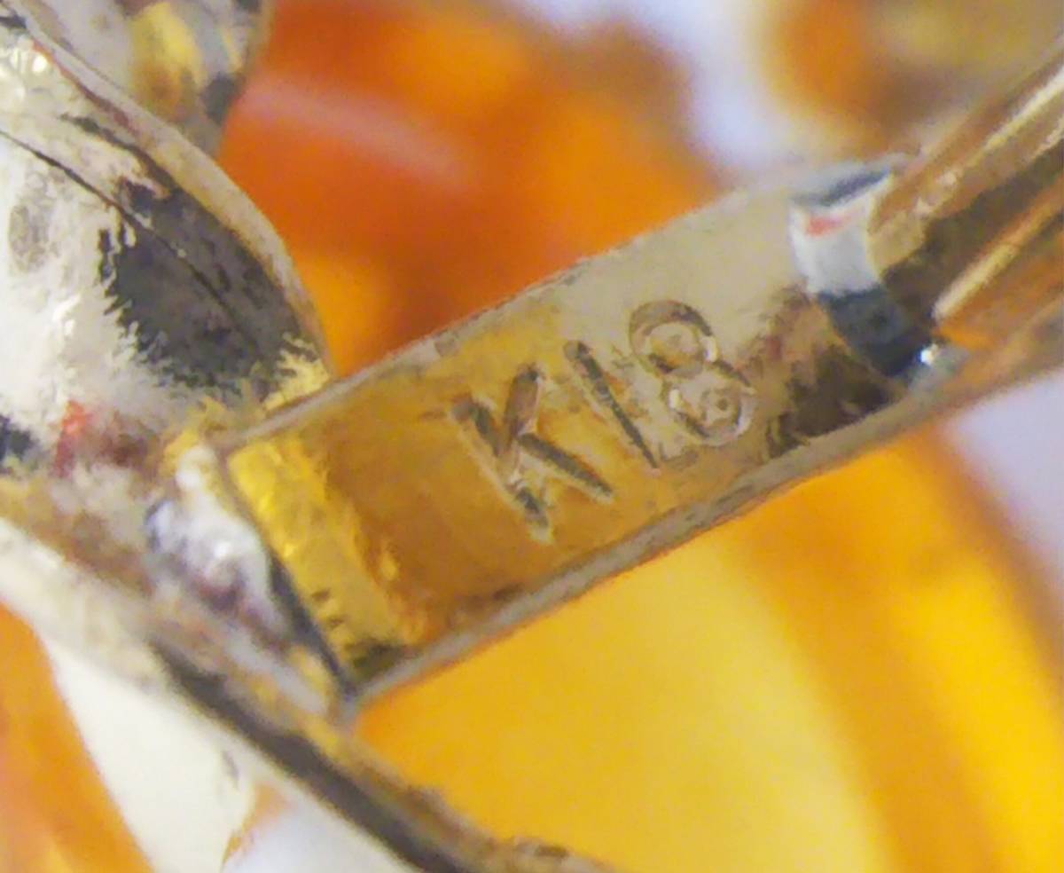 K18 タイタック 本体のみK18 総重量約4.0g オレンジ石 タイタック K18