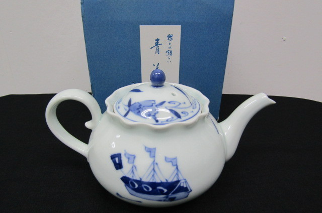 a1579 未使用保管品 しん窯 青花 SEIKA 器との語らい 南蛮人 南蛮船