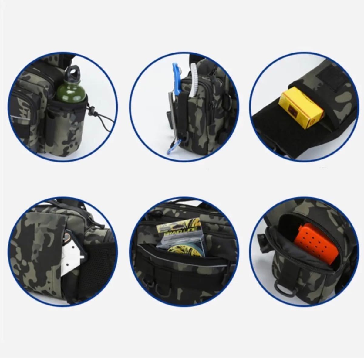 【送料無料】釣りバッグ 多機能 フィッシングバッグ 大容量 ルアー 釣具 アウトドア　タックルバッグ ワンショルダー 斜め掛け 1_7