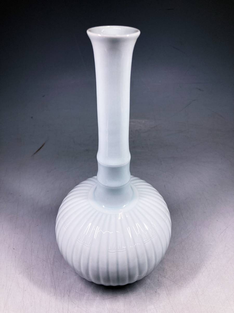 美品 朴仁源造 古仙 高麗青磁花入 竹節花入 花器 花瓶 鶴首花瓶 韓国
