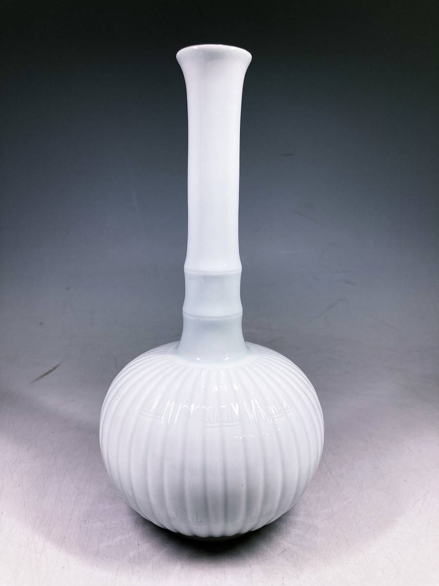 美品 朴仁源造 古仙 高麗青磁花入 竹節花入 花器 花瓶 鶴首花瓶 韓国