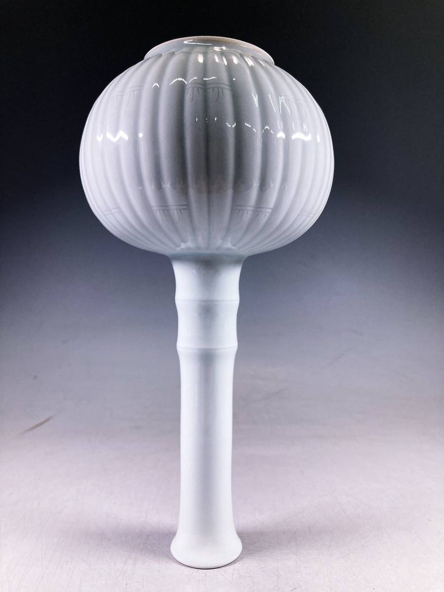 美品 朴仁源造 古仙 高麗青磁花入 竹節花入 花器 花瓶 鶴首花瓶 韓国
