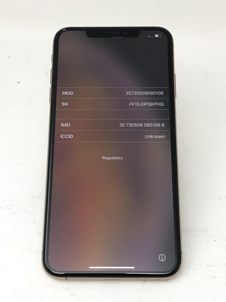 J105【ジャンク品】 iPhone Xs Max 64GB au ゴールド バッテリー89