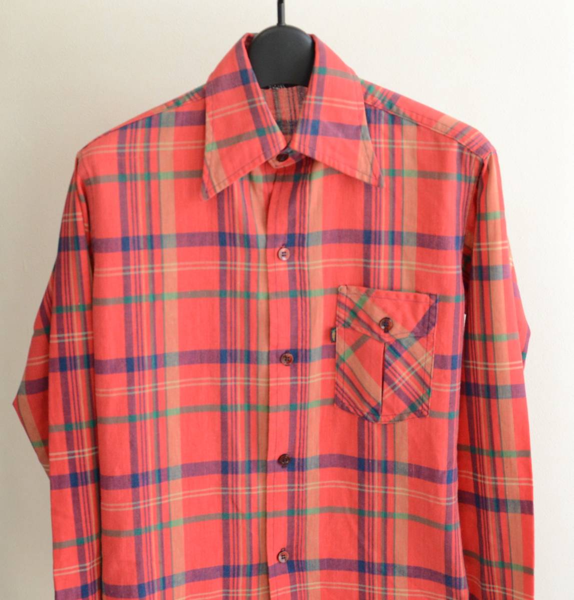 70sビンテージ LEVIS リーバイス Fresh produce チェックシャツ 人参 