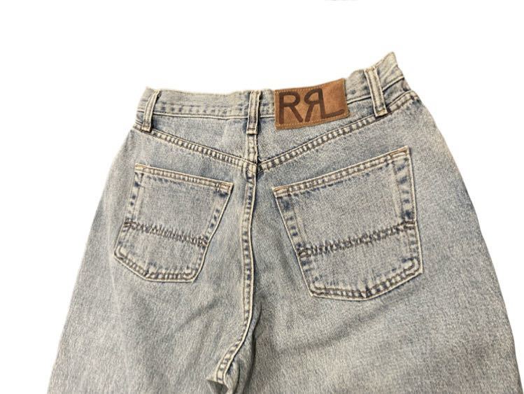 90s USA製 RRL デニム パンツ アイス ブルー インディゴ バギー ワイド 